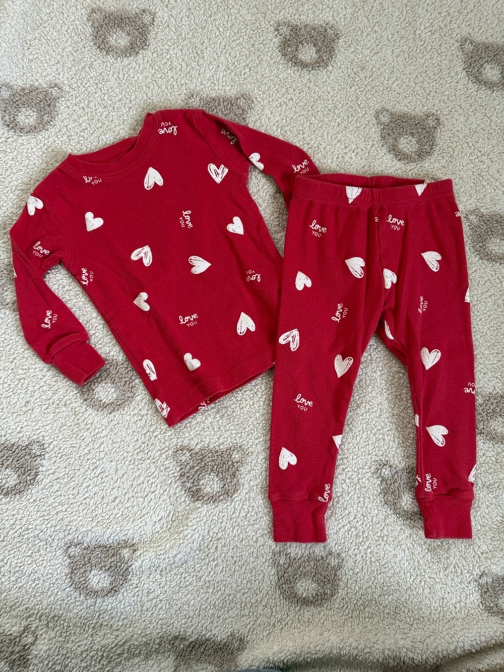 Baby Carter’s Red Heart Print Pajama Set - Cozy Sleepwear 12m